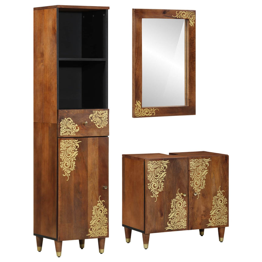 vidaXL Ensemble de Meubles de Salle de Bain 3 pcs Marron miel