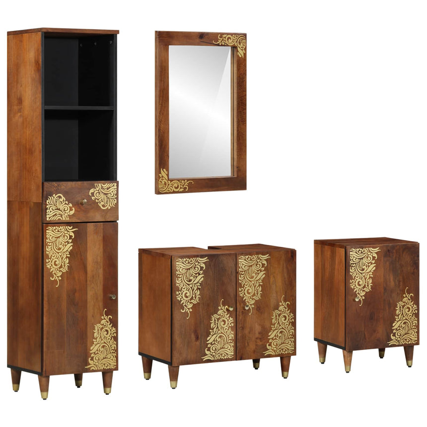 vidaXL Ensemble de Meubles de Salle de Bain 4 pcs Marron miel
