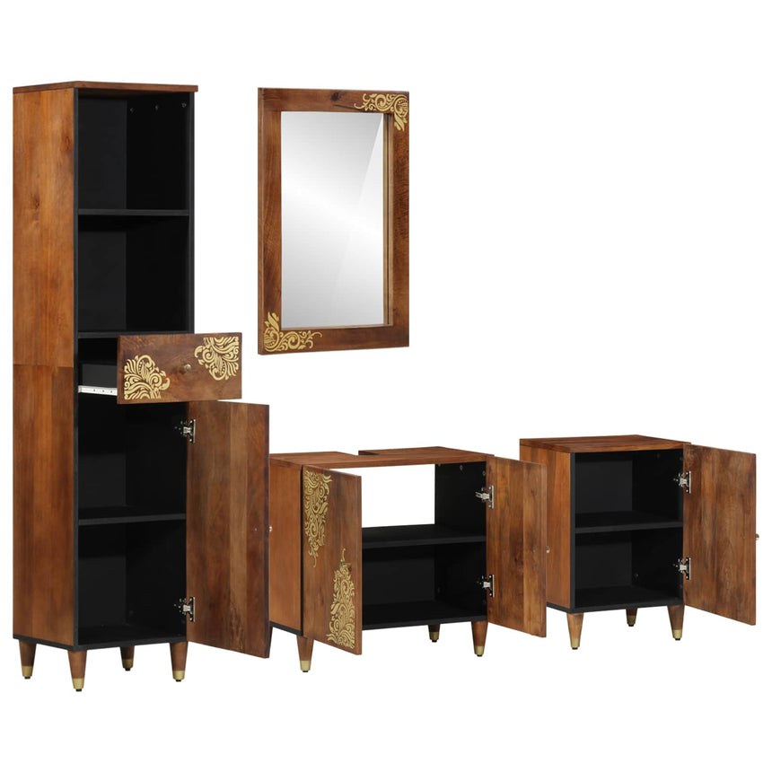 vidaXL Ensemble de Meubles de Salle de Bain 4 pcs Marron miel