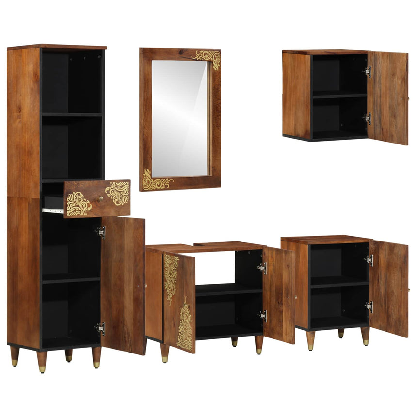 vidaXL Ensemble de Meubles de Salle de Bain 5 pcs Marron miel