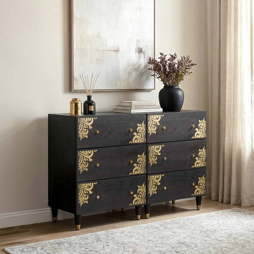 vidaXL Buffet 2 pcs Noir 60 x 33 x 75 cm Bois de mangue massif