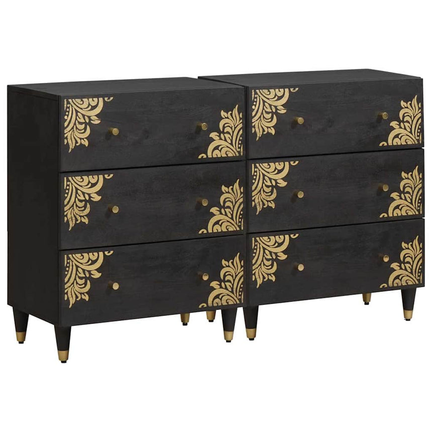 vidaXL Buffet 2 pcs Noir 60 x 33 x 75 cm Bois de mangue massif