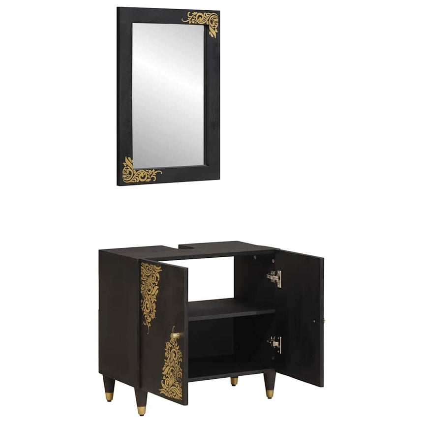 vidaXL Ensemble de Meubles de Salle de Bain Montage mural 2 pcs Noir