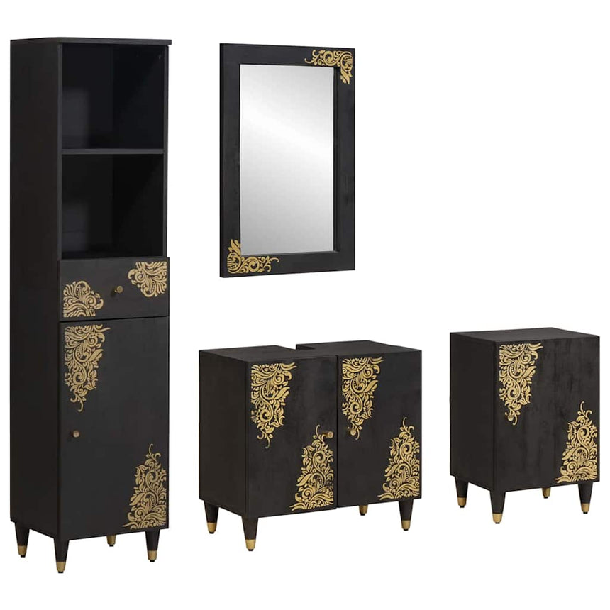 vidaXL Ensemble de Meubles de Salle de Bain avec tiroir 4 pcs Noir