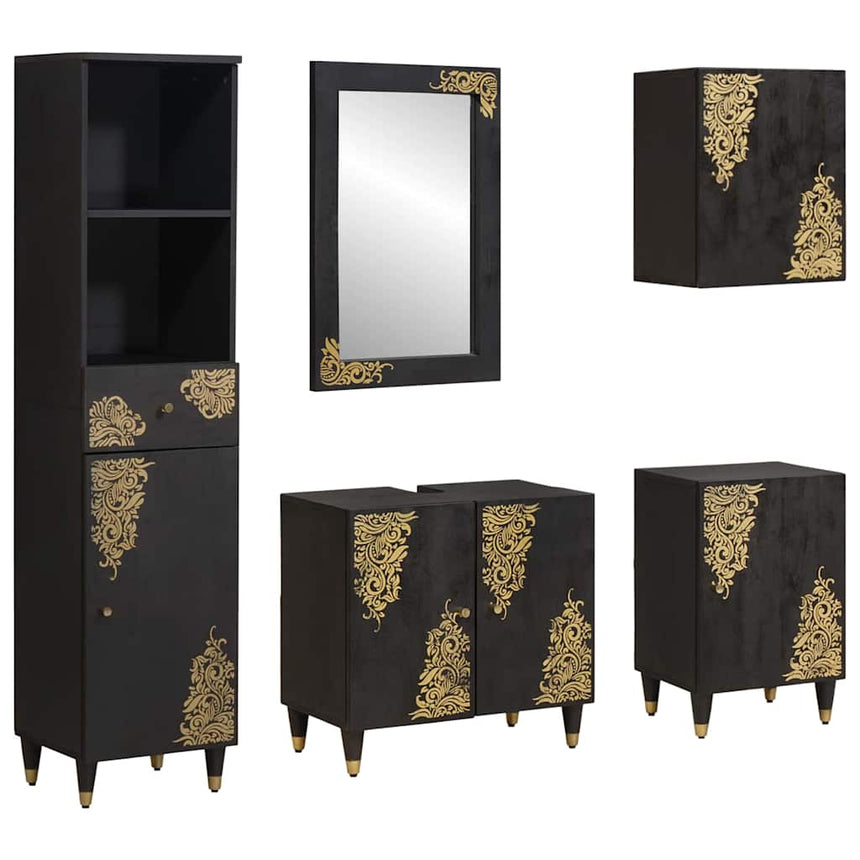 vidaXL Ensemble de Meubles de Salle de Bain avec tiroir 5 pcs Noir