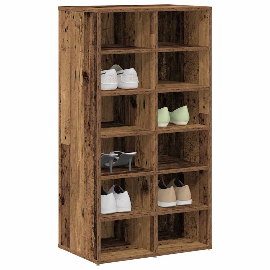 Schoenenrek 54X34X100,5 Cm Bewerkt Hout Kleurig Oud Hout