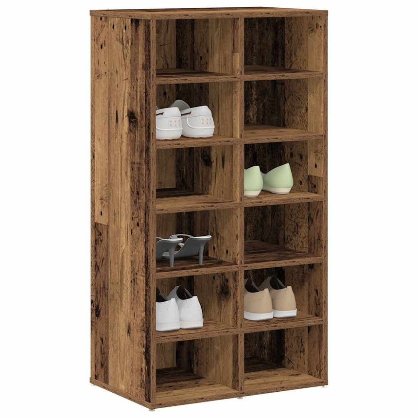 Schoenenrek 54X34X100,5 Cm Bewerkt Hout Kleurig Oud Hout