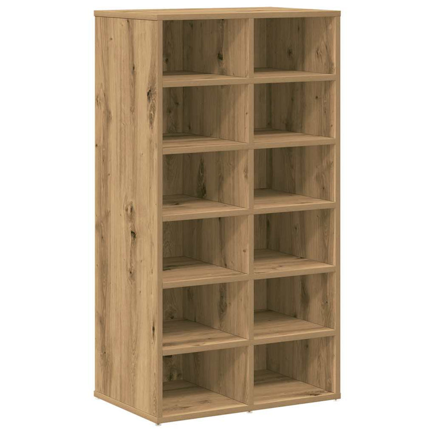 Schoenenrek 54X34X100,5 Cm Bewerkt Hout Artisanaal Eikenkleur Artisanaal Eikenkleurig