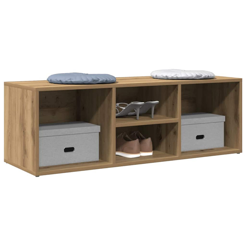 Schoenenopbergbank 105X35X35 Cm Bewerkt Hout Artisanaal Eiken Artisanaal Eikenkleurig