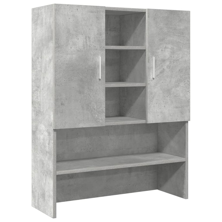 Wasmachinekast 70,5X25,5X90 Cm Betongrijs Artisanaal Eikenkleurig