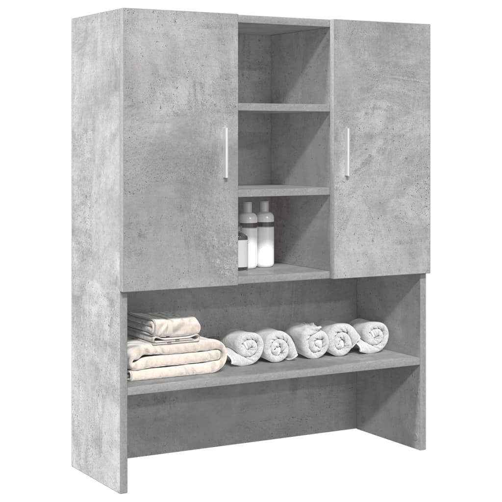 Wasmachinekast 70,5X25,5X90 Cm Betongrijs Artisanaal Eikenkleurig