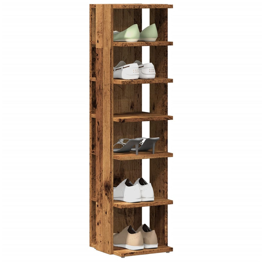 Schoenenkasten 28X27X102 Cm Bewerkt Hout Kleurig Oud Hout