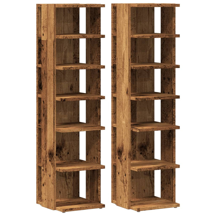 Schoenenkasten 28X27X102 Cm Bewerkt Hout Kleurig Oud Hout