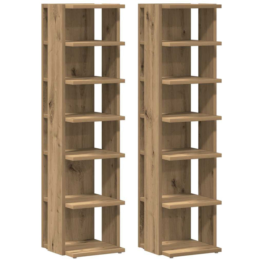 Schoenenkasten 28X27X102 Cm Bewerkt Hout Artisanaal Eiken Artisanaal Eikenkleurig