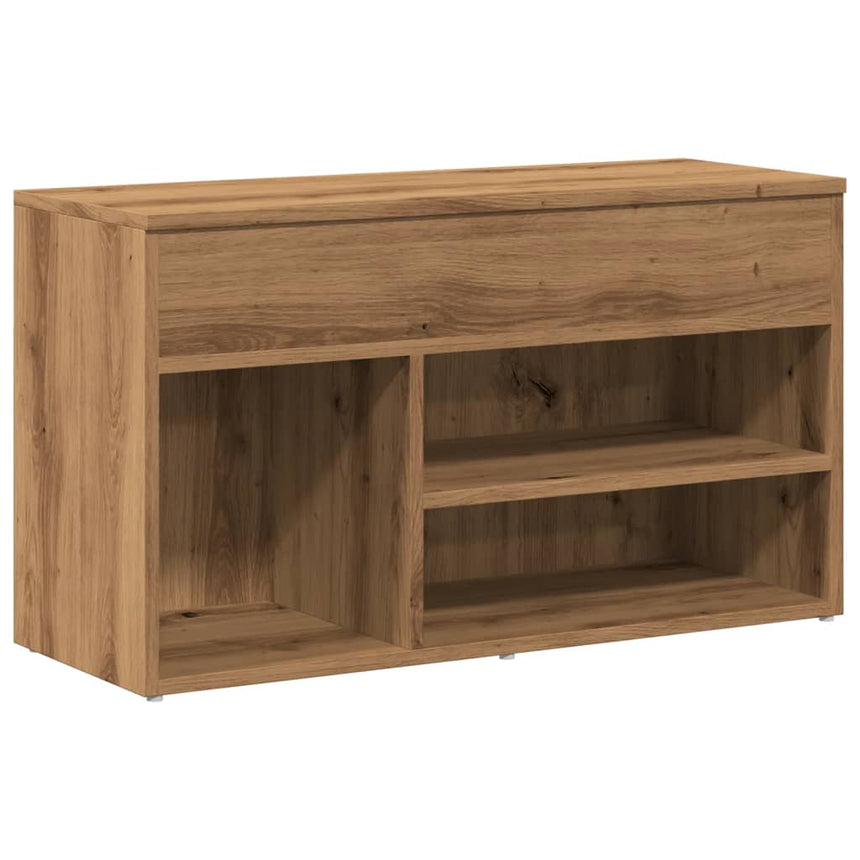 Schoenenbankje Bewerkt Hout Artisanaal Eikenkleur Artisanaal Eikenkleurig