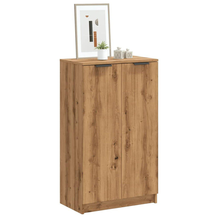 Schoenenkast 59X35X100,5 Cm Bewerkt Hout Artisanaal Eikenkleur Artisanaal Eikenkleurig