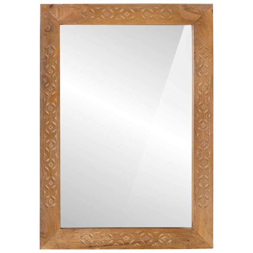 Wandspiegel Rechthoekig 70 X 50 Cm Bewerkt Hout En Glas