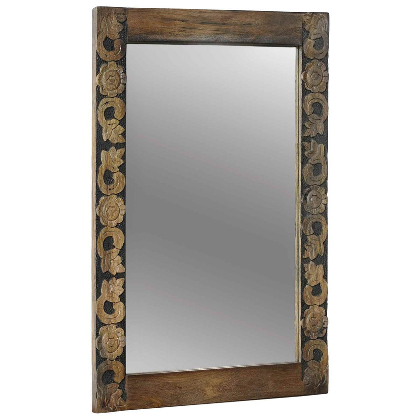 Wandspiegel Rechthoekig 70 X 50 Cm Massief Mango Hout