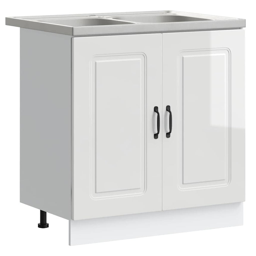 vidaXL Armoire de cuisine Kalmar Blanc Brillant 80 x 46 x 81,5 cm