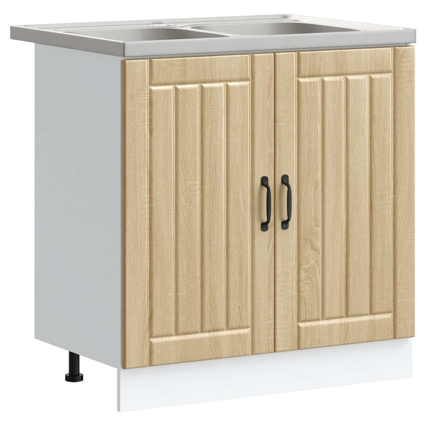 vidaXL Meuble sous évier Lucca 2 pcs Chêne Sonoma Bois d'ingénierie