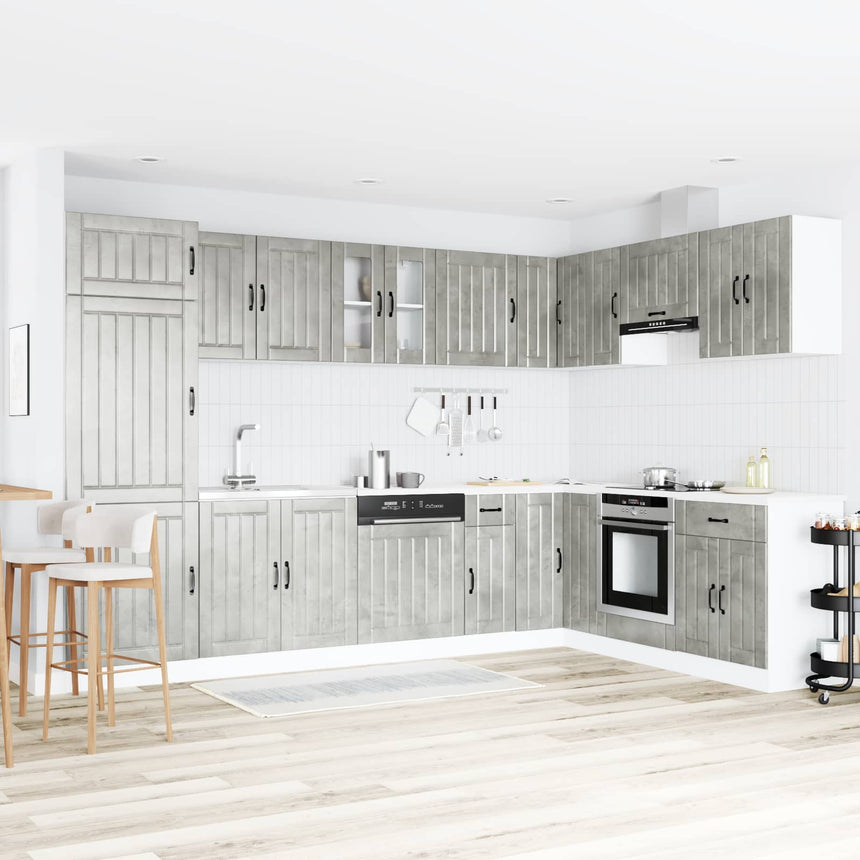 vidaXL Meuble sous évier Lucca 2 pcs Gris béton Bois d'ingénierie