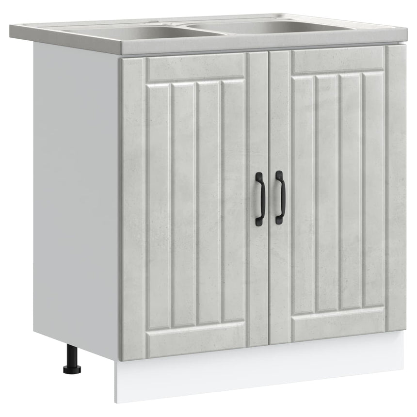 vidaXL Meuble sous évier Lucca 2 pcs Gris béton Bois d'ingénierie