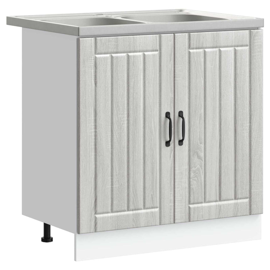 vidaXL Meuble sous évier Lucca 2 pcs Gris Sonoma Bois d'ingénierie