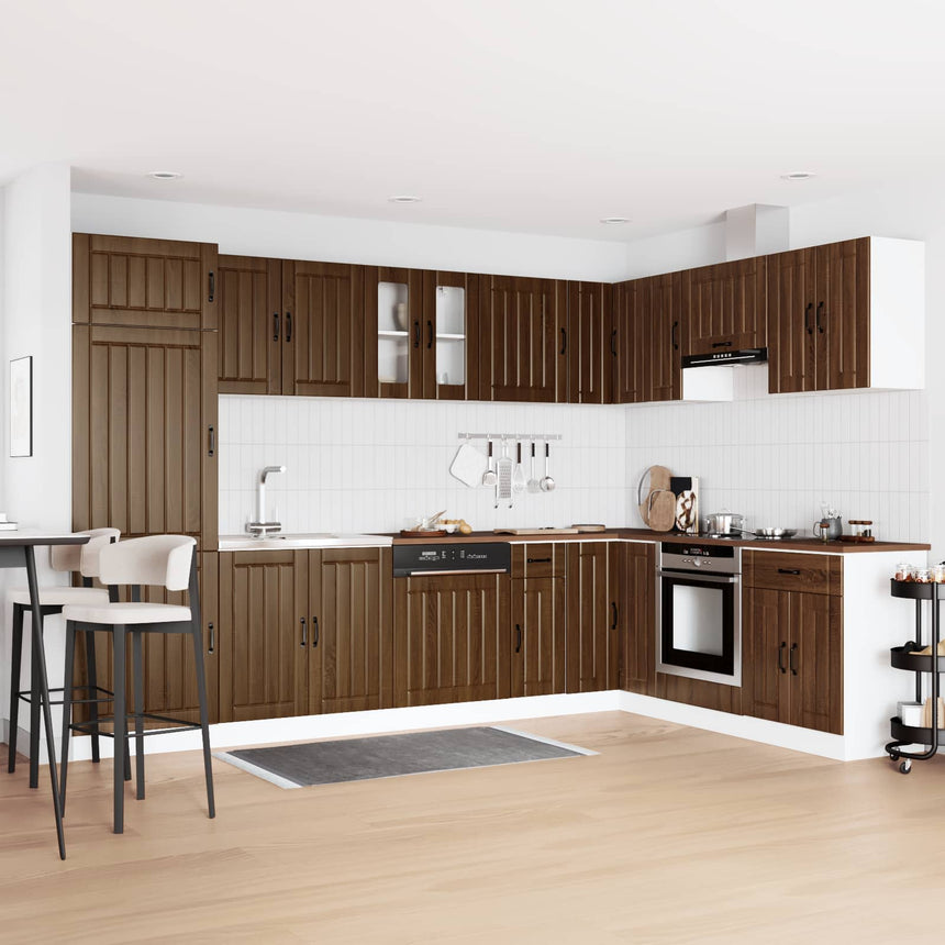 vidaXL Meuble sous évier Lucca 2 pcs Chêne brun Bois d'ingénierie