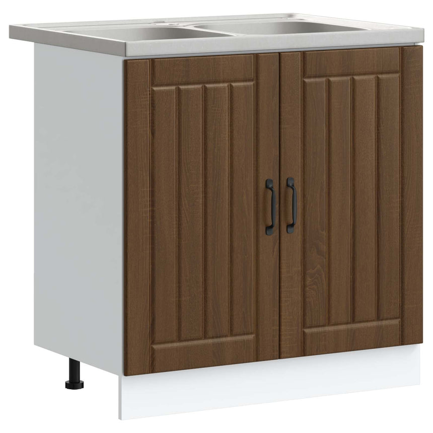 vidaXL Meuble sous évier Lucca 2 pcs Chêne brun Bois d'ingénierie