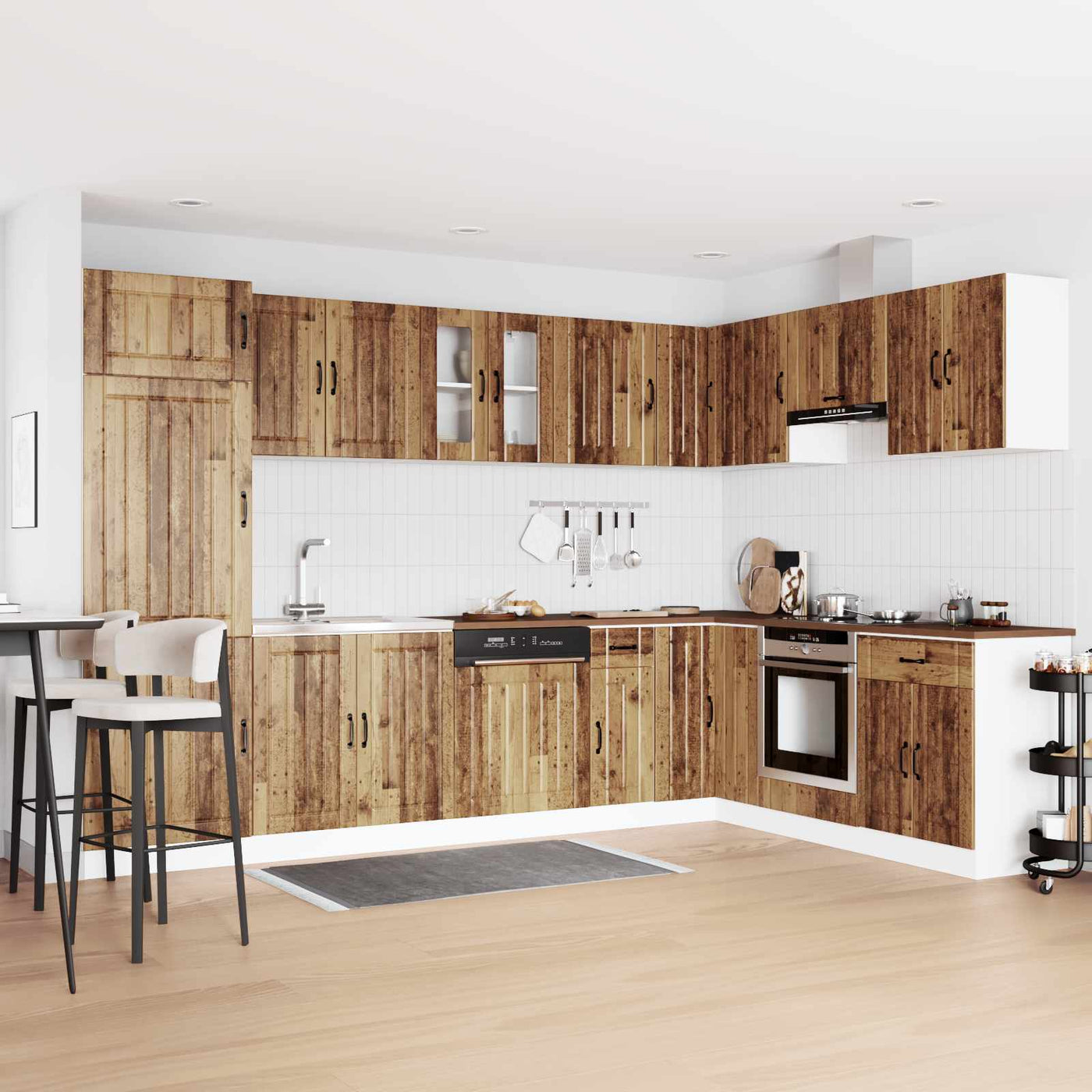 vidaXL Meuble sous évier Lucca 2 pcs Bois ancien Bois d'ingénierie