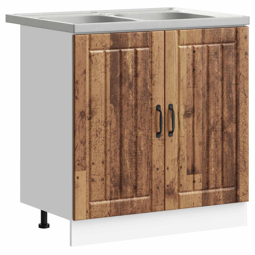 vidaXL Meuble sous évier Lucca 2 pcs Bois ancien Bois d'ingénierie