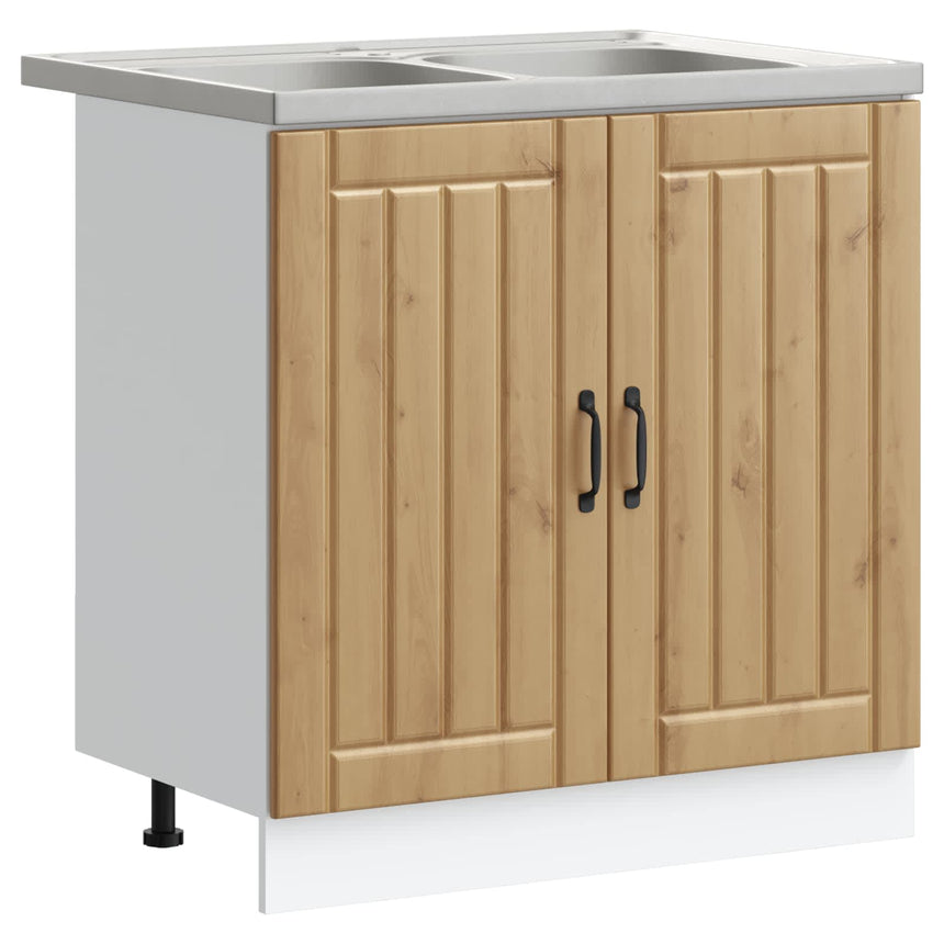 vidaXL Meuble sous évier Lucca 2 pc Chêne artisanal Bois d'ingénierie