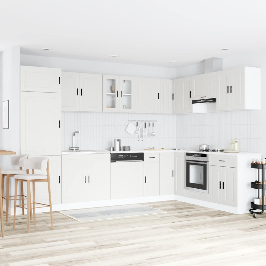 vidaXL Meuble sous évier Porto 2 pcs Blanc Bois d'ingénierie