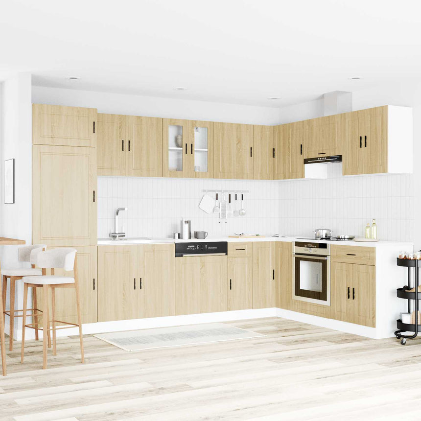 vidaXL Meuble sous évier Porto 2 pcs Marron Bois d'ingénierie