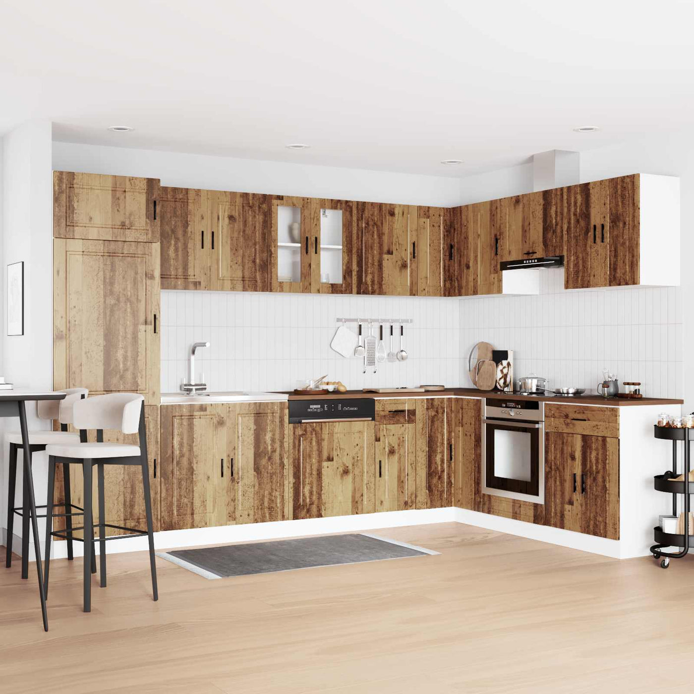 vidaXL Meuble sous évier Porto 2 pcs Marron Bois d'ingénierie