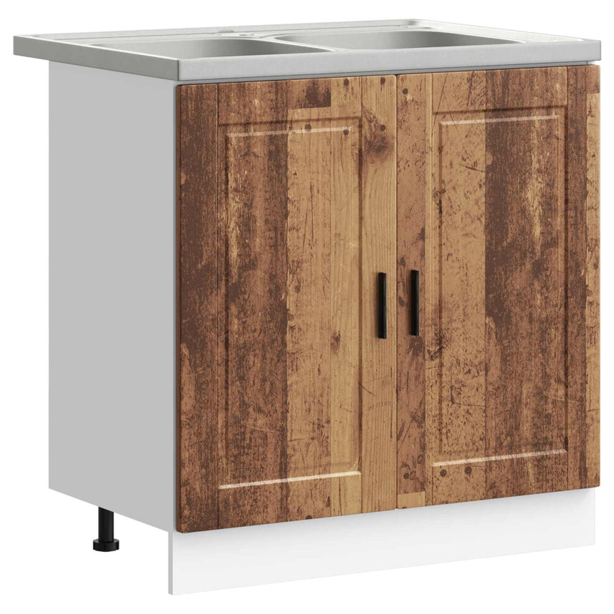 vidaXL Meuble sous évier Porto 2 pcs Marron Bois d'ingénierie