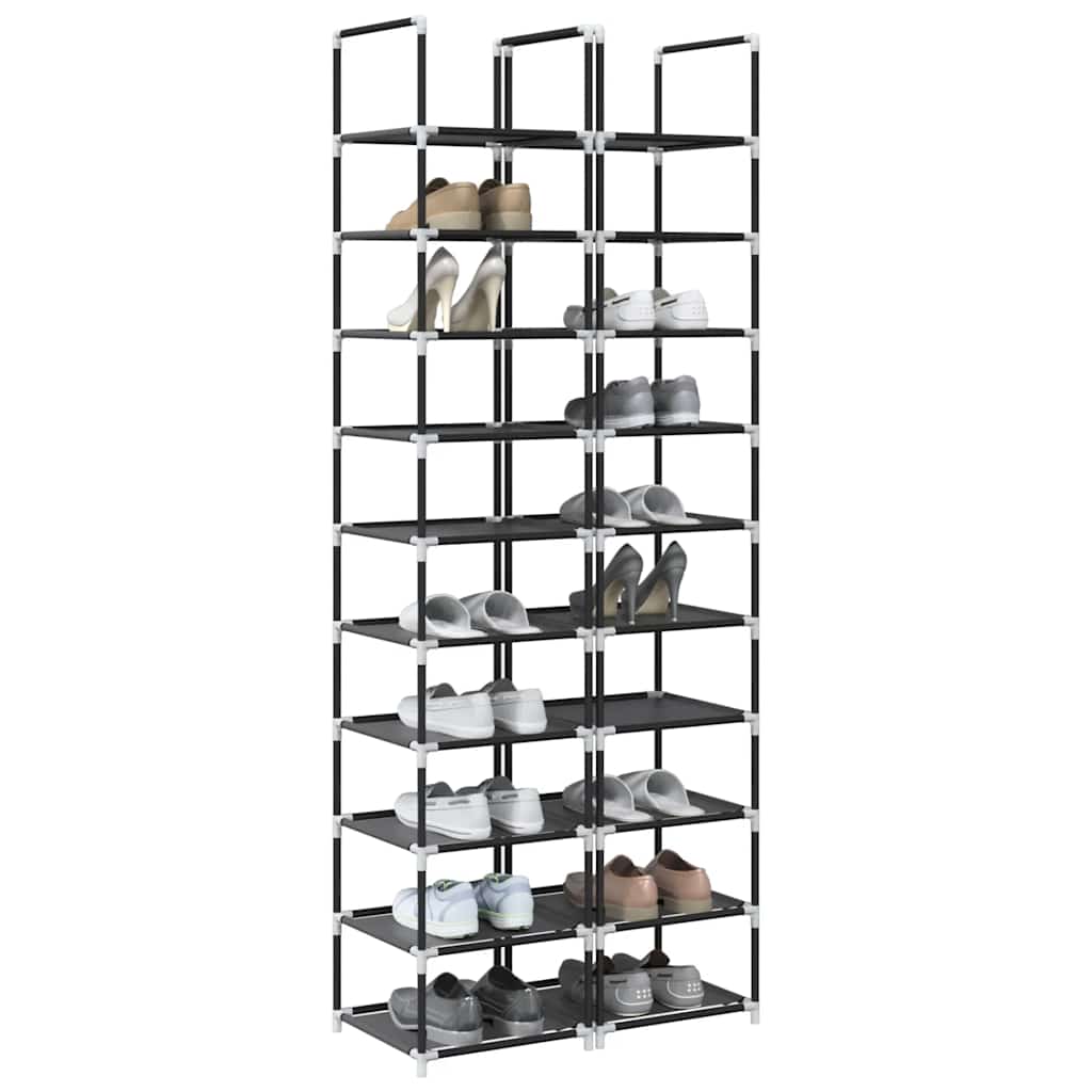 Schoenenrekken 33X33X174 Cm Vliesvrij 10-Laags Zwart