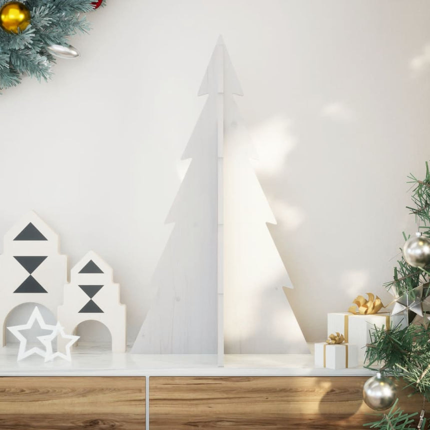 Kerstdecoratie Kerstboom Massief Grenenhout Wit