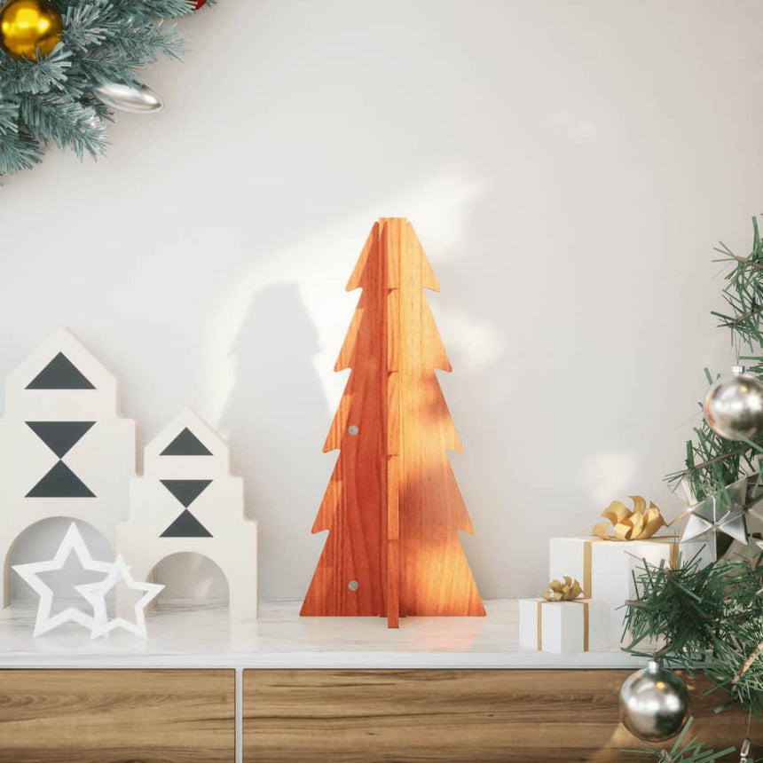 Kerstdecoratie Kerstboom 69,5 Cm Massief Grenenhout Wasbruin