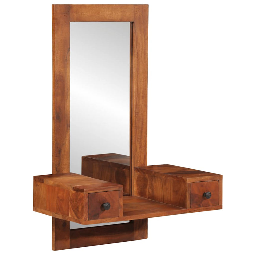 Wandspiegel Met Lades 60X33X90 Cm Massief Acaciahout Wit