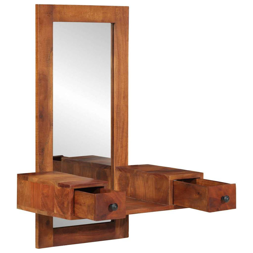 Wandspiegel Met Lades 60X33X90 Cm Massief Acaciahout Wit