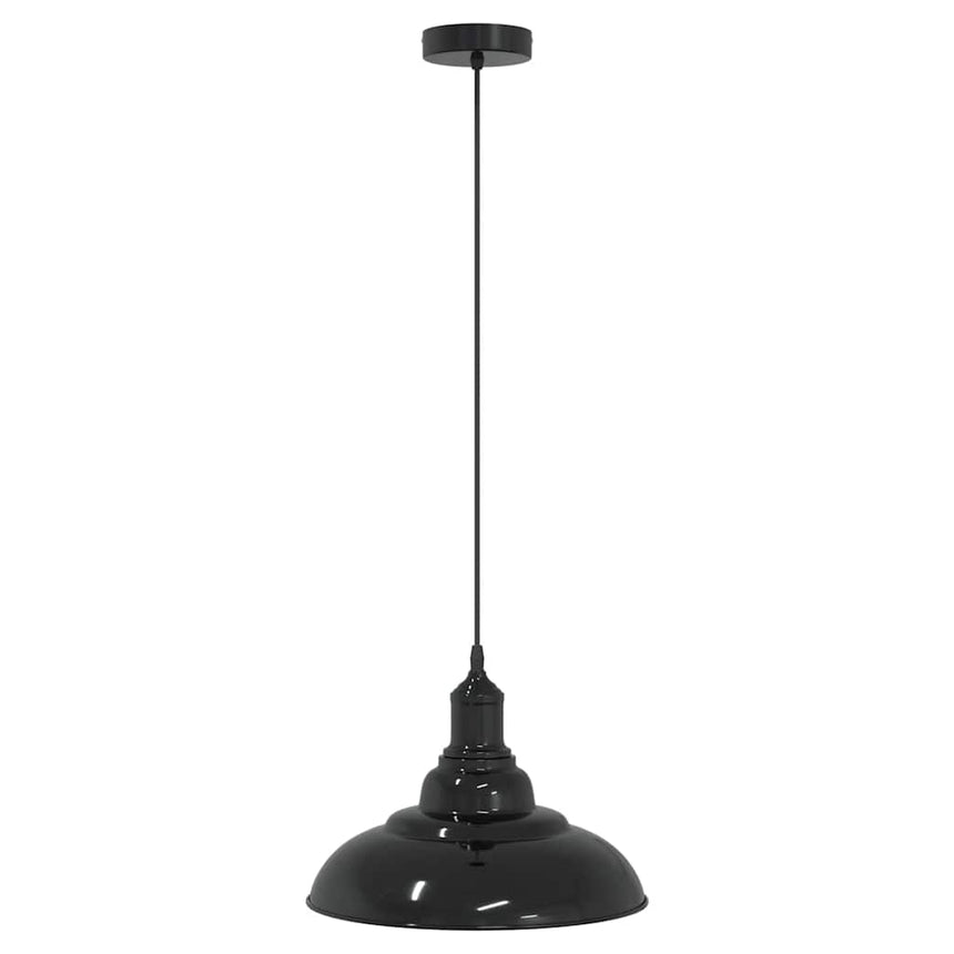 Hanglamp In Hoogte Verstelbaar E27 Ø31 Cm Metaal Glanzend Zwart