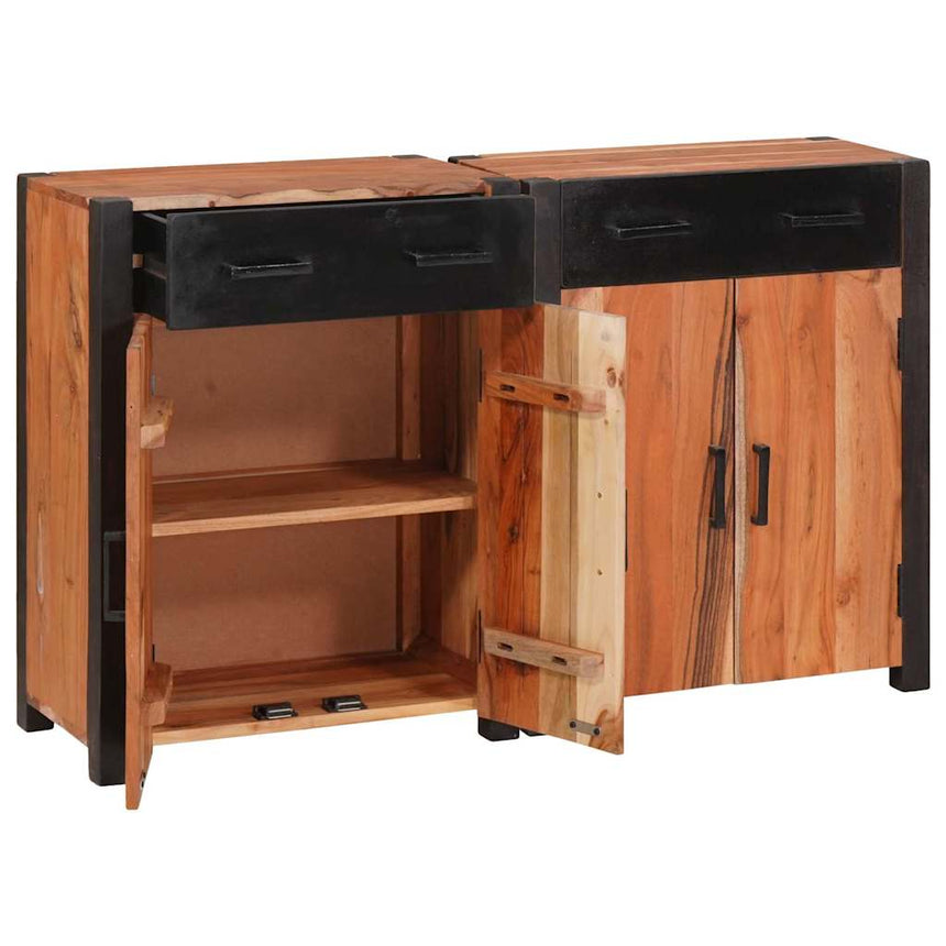 vidaXL Buffet 2 pcs Marron 110 x 30 x 75 cm Bois d'Acacia Massif