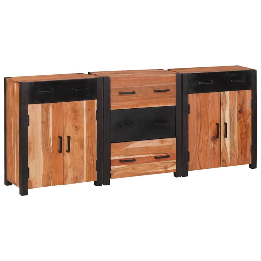 vidaXL Buffet 3 pcs Marron 165 x 30 x 75 cm Bois d'Acacia Massif