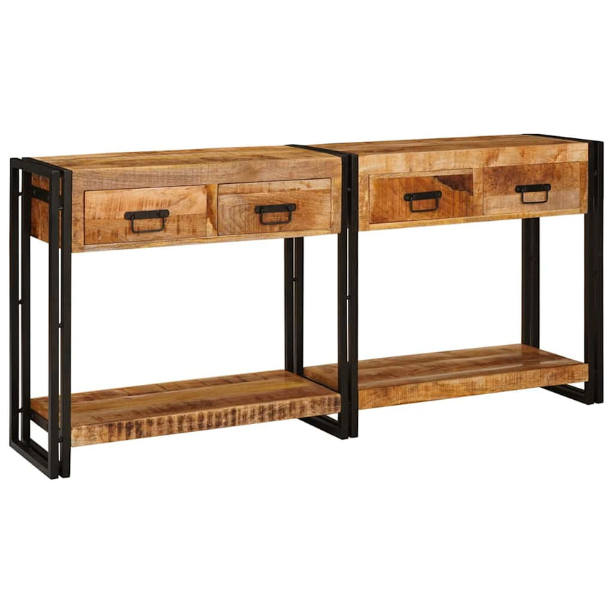 vidaXL Tables console avec tiroir 2 pcs Marron Bois de mangue massif
