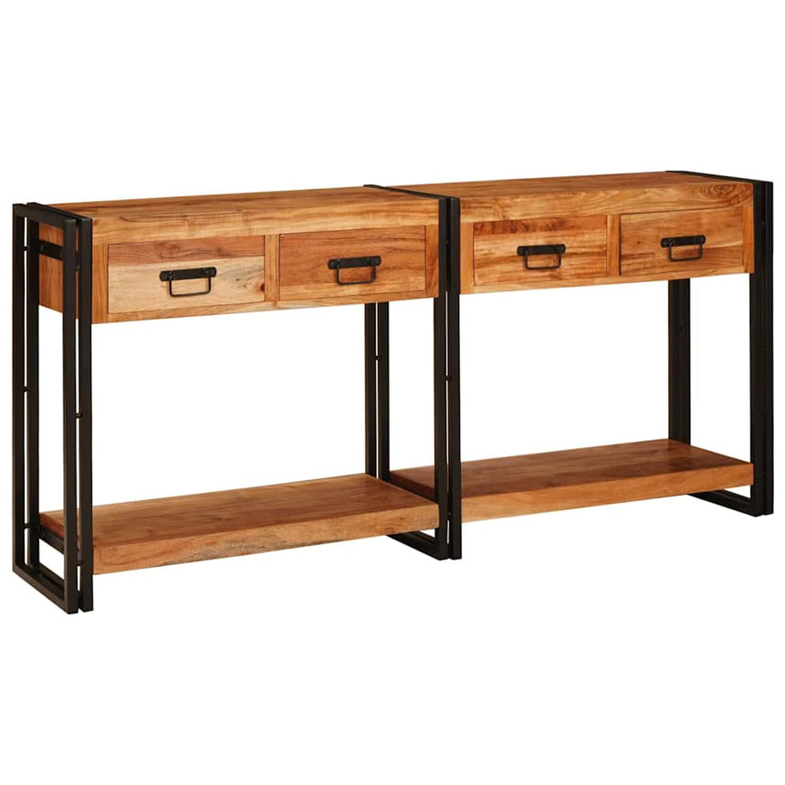 vidaXL Tables console avec tiroir 2 pcs Marron Bois d'Acacia Massif