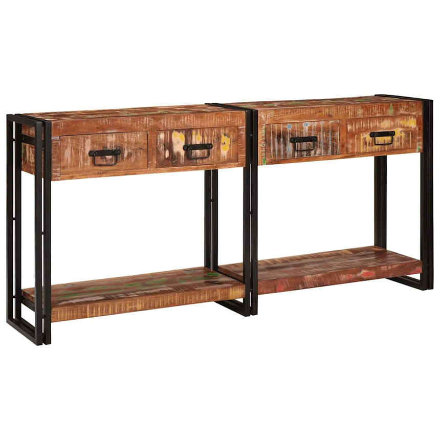 vidaXL Tables console avec tiroir 2 pcs Multicolore 161 x 33 x 75 cm