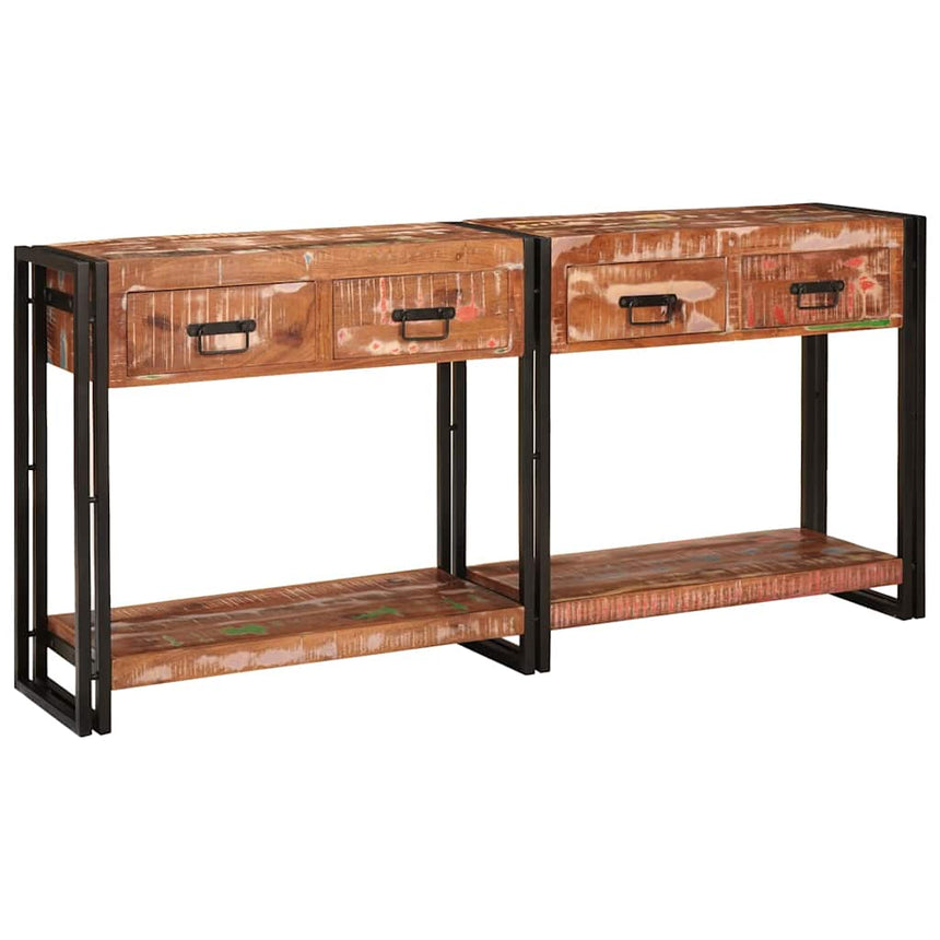 vidaXL Tables console avec tiroir 2 pcs Multicolore 161 x 33 x 75 cm
