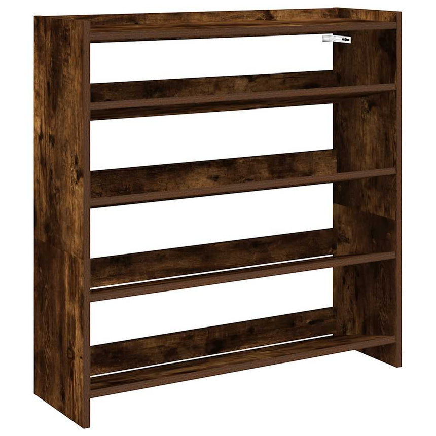 Schoenenrek 80X25X81 Cm Bewerkt Hout Gerookt Eikenkleurig Betongrijs