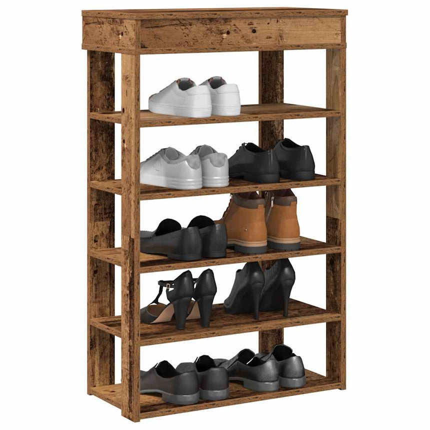 Schoenenrek 60X30X98 Cm Bewerkt Hout Kleurig Oud Hout